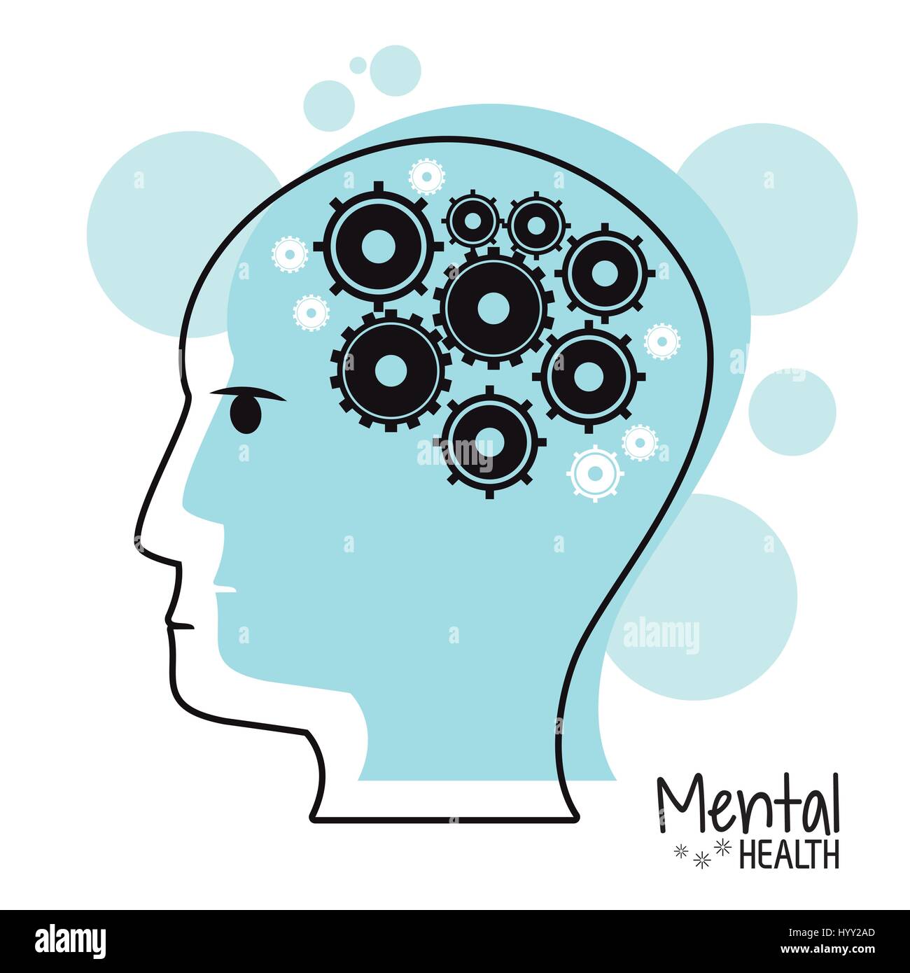 Profilo di testa la salute mentale degli ingranaggi Illustrazione Vettoriale