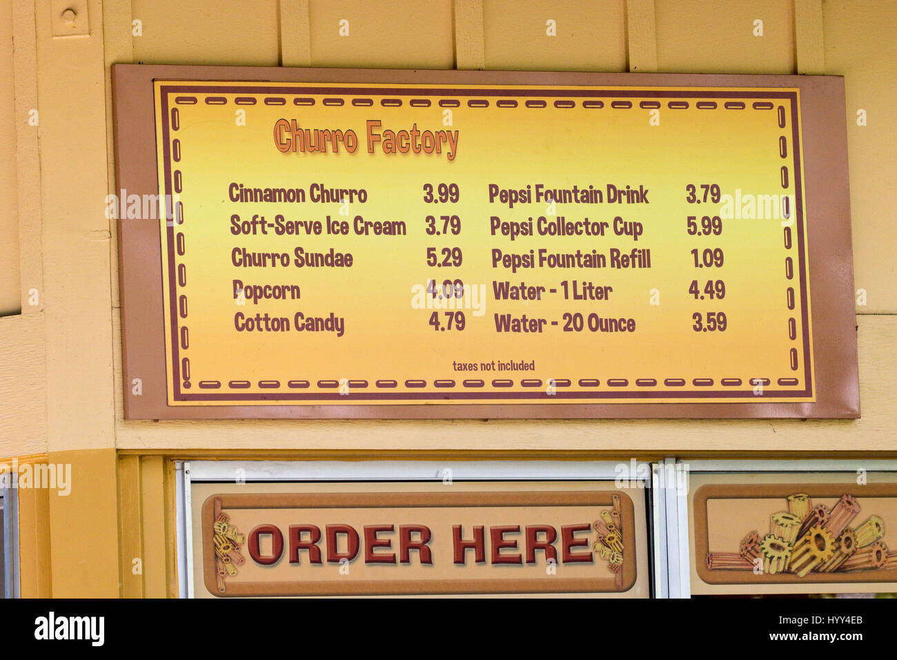 Zoo segno indicante uno snack e bevande prezzi Foto Stock