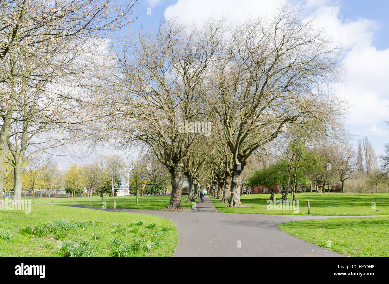 Summerfield Park di Winson Green, Birmingham su una soleggiata giornata di primavera Foto Stock
