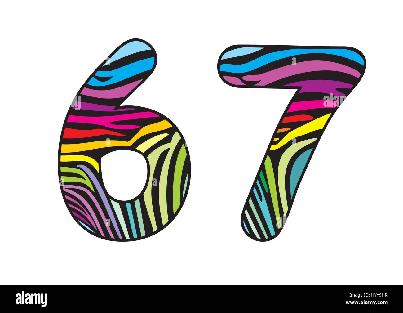 Interfaccia di sfondo a forma di zebra numero sei e sette Illustrazione Vettoriale
