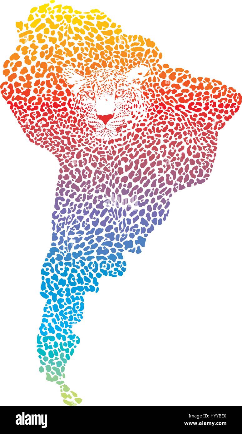 Simbolo del sud America come una Jaguar pelle e capi Illustrazione Vettoriale