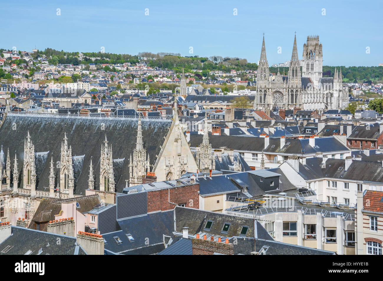 Vista panoramica di Rouen da Gros-Horloge (Clock Tower) top, Normandia, può-06-2016 Foto Stock