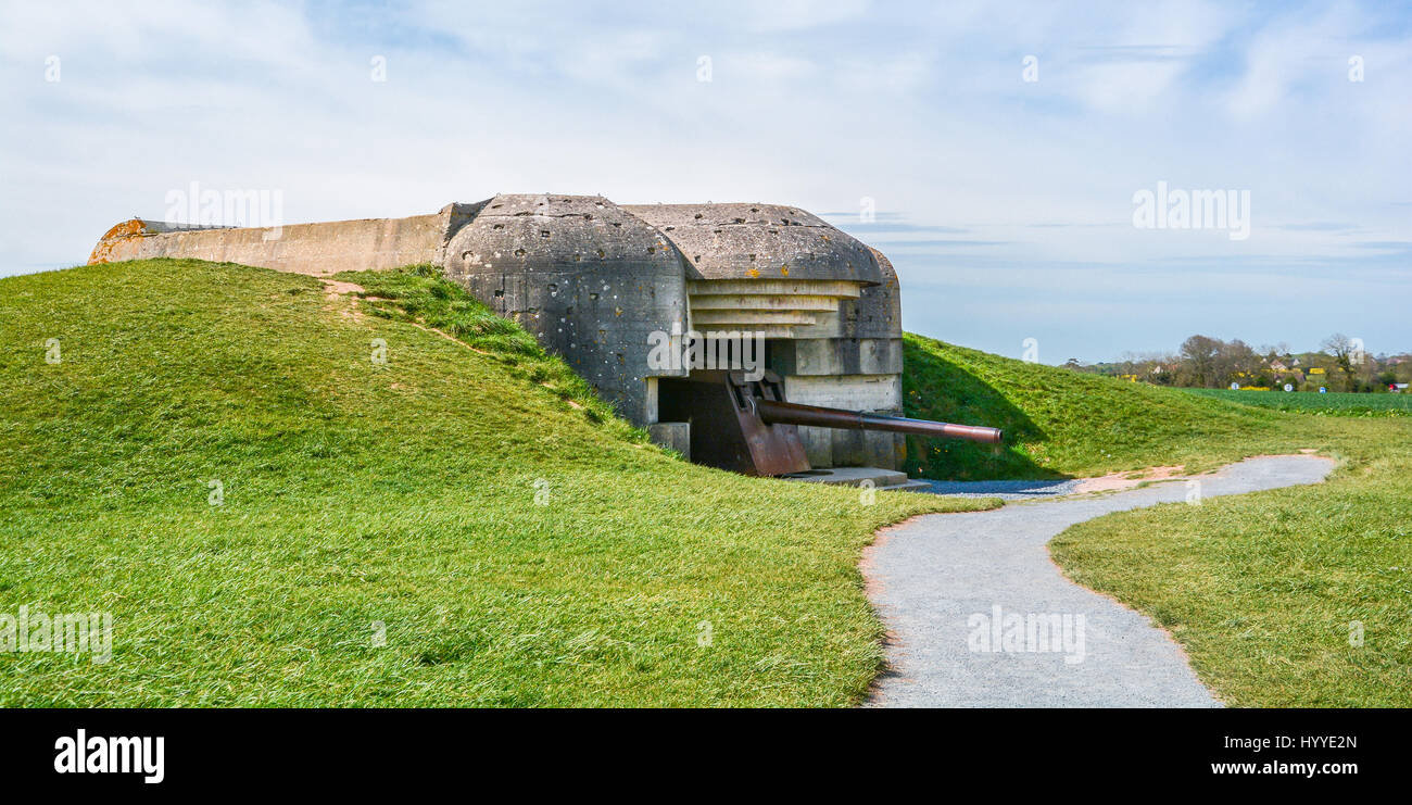 Longues sur Mer batteria, Normandia, Francia, può-08-2016 Foto Stock