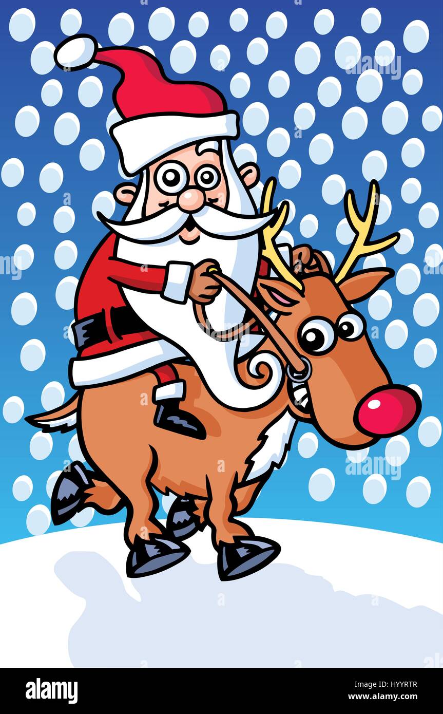 Babbo Natale e la renna. illustrazione vettoriale. Illustrazione Vettoriale