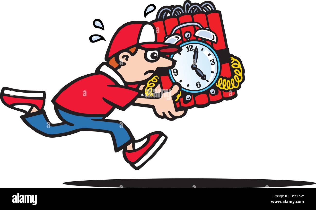 Uomo di corriere che trasportano bomba. Illustrazione Vettoriale. Illustrazione Vettoriale