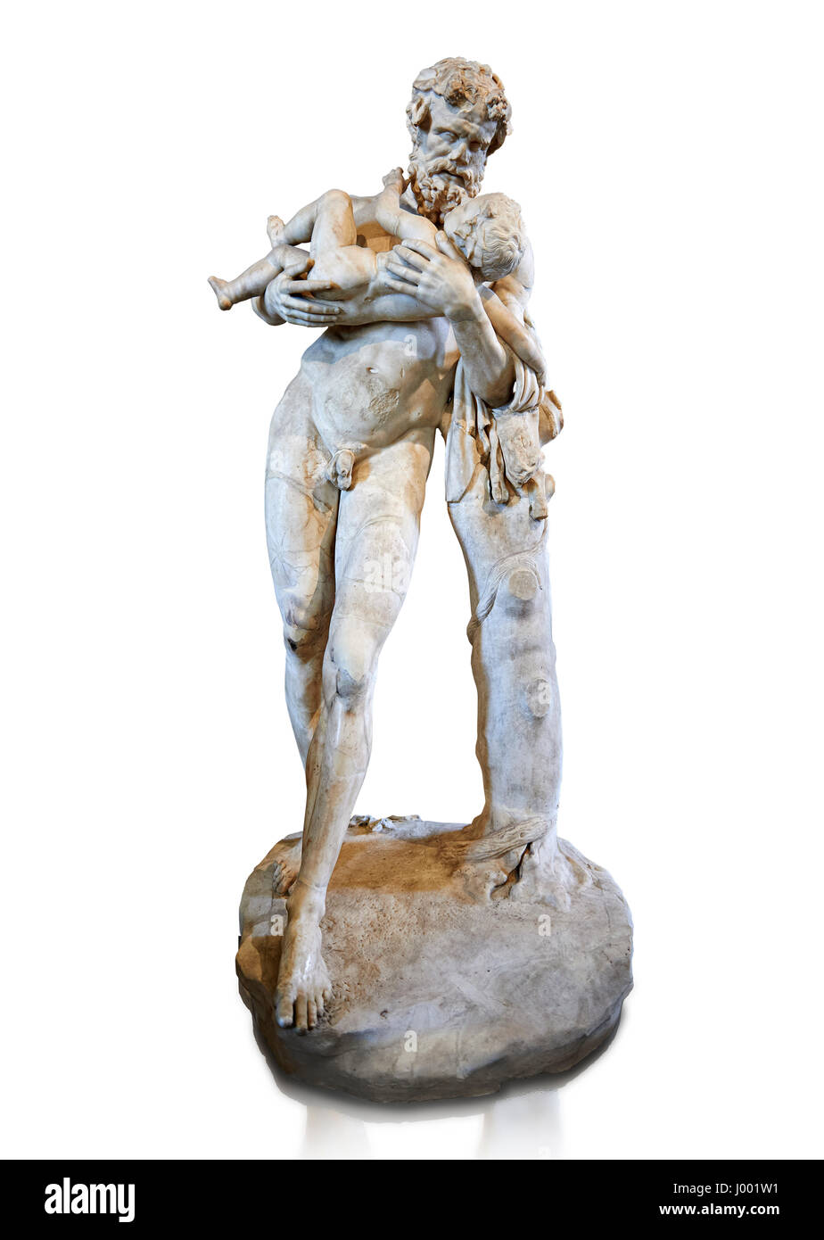 Silenus (Faune ai romani) e il bambino ( Dioniso, Bacco per i romani). 1° - 2° secolo statua romana, Inv MR 366 ( o MA 437), il museo del Louvre Foto Stock