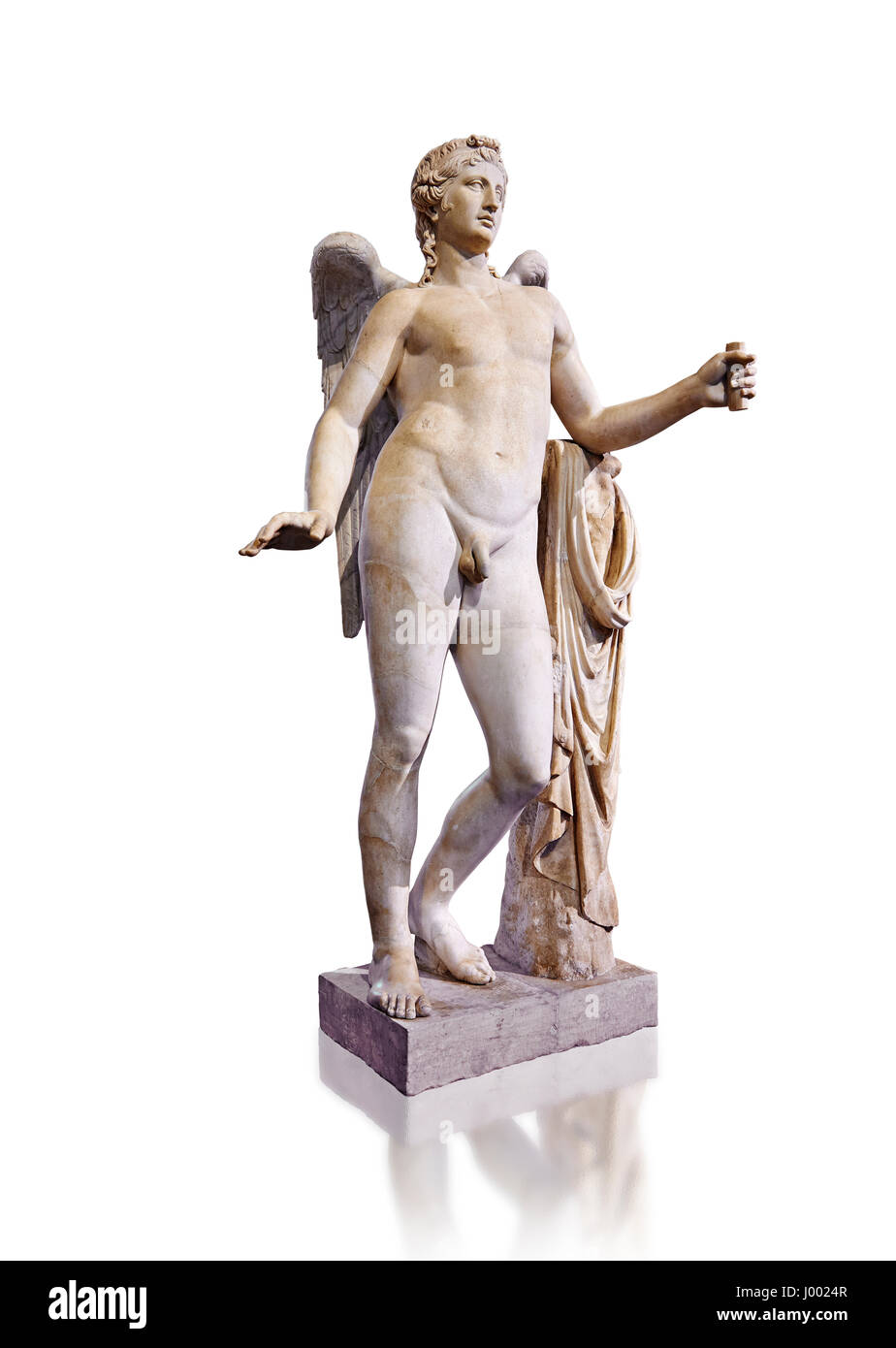 Statua di Eros che noto come il genio di Borghese - una copia romana del IV secolo A.C. originale greco, Collezione Borghese Inv n. Signor 207 o Ma 435, Louvre Foto Stock