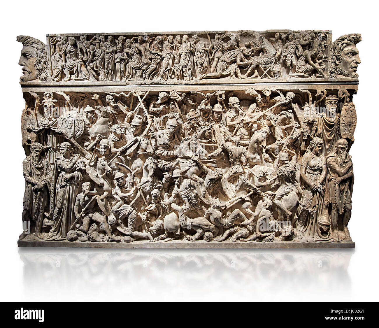 Sarcofago romano di Aurelio Giulio Pompilio con rilievo dettagliata