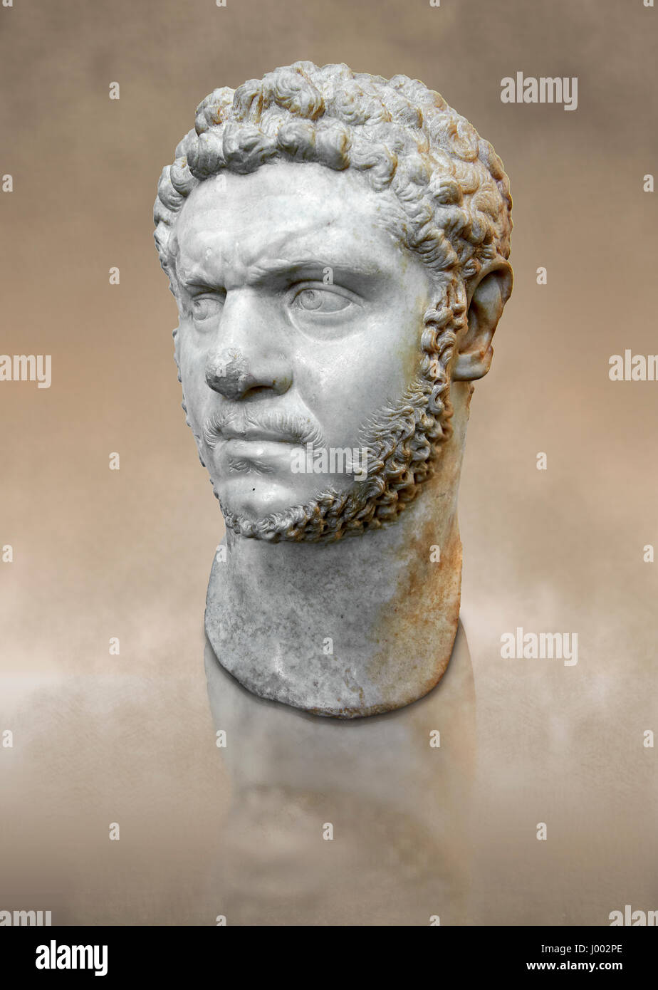 Scultura romana busto di Marco Aurelio Severo Antonino Augusto meglio noto come Caracalla, c. 210 annuncio, Museo Nazionale Romano, Roma, Italia Foto Stock