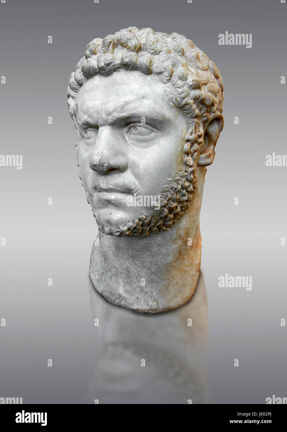 Scultura romana busto di Marco Aurelio Severo Antonino Augusto meglio noto come Caracalla, c. 210 annuncio, Museo Nazionale Romano, Roma, Italia Foto Stock