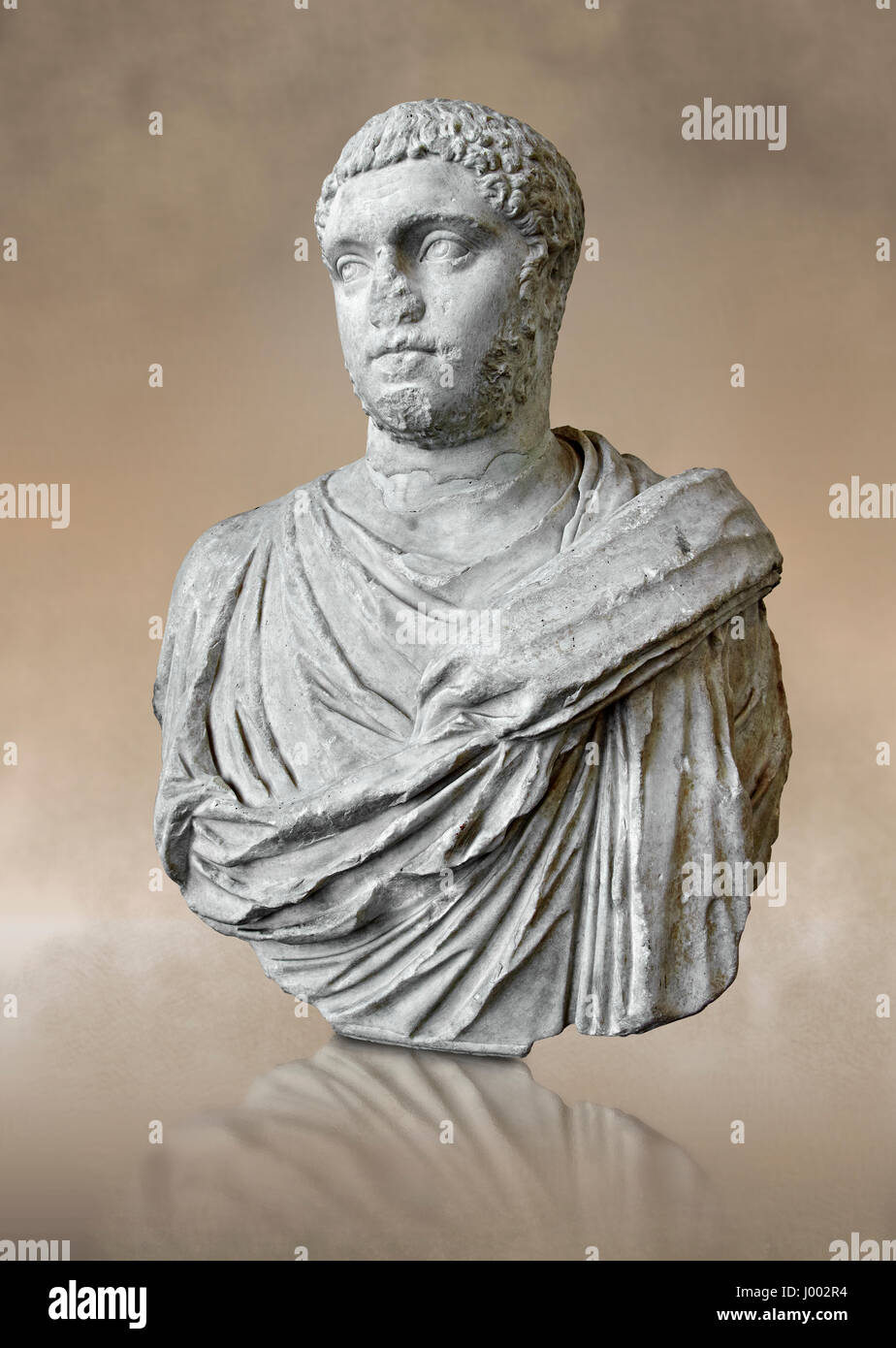 Scultura romana busto di Publio Settimio Geta Antonino meglio noto come Geta fratello di Caracalla, realizzata tra 209 e 212 D.C. e scavato dalla Foto Stock