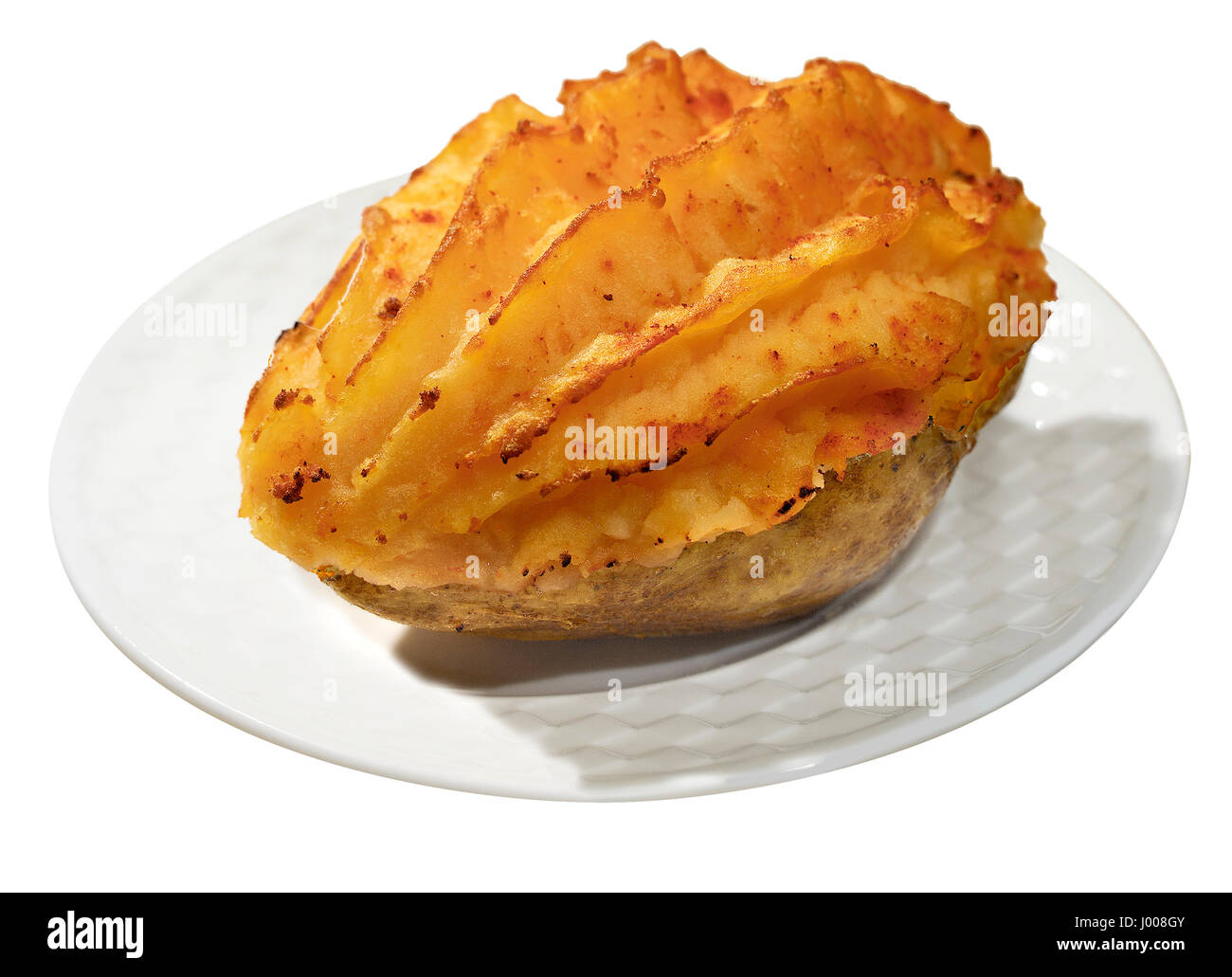 Due volte al forno patata Cheddar Foto Stock