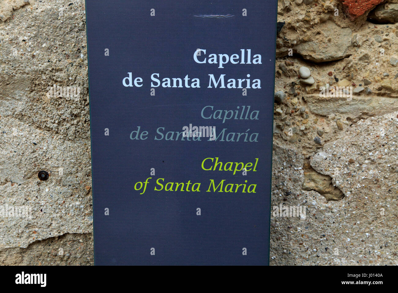 Cappella de Santa Maria Castello di Xàtiva o Jativa, provincia di Valencia, Spagna - catalano, spagnolo e inglese Foto Stock