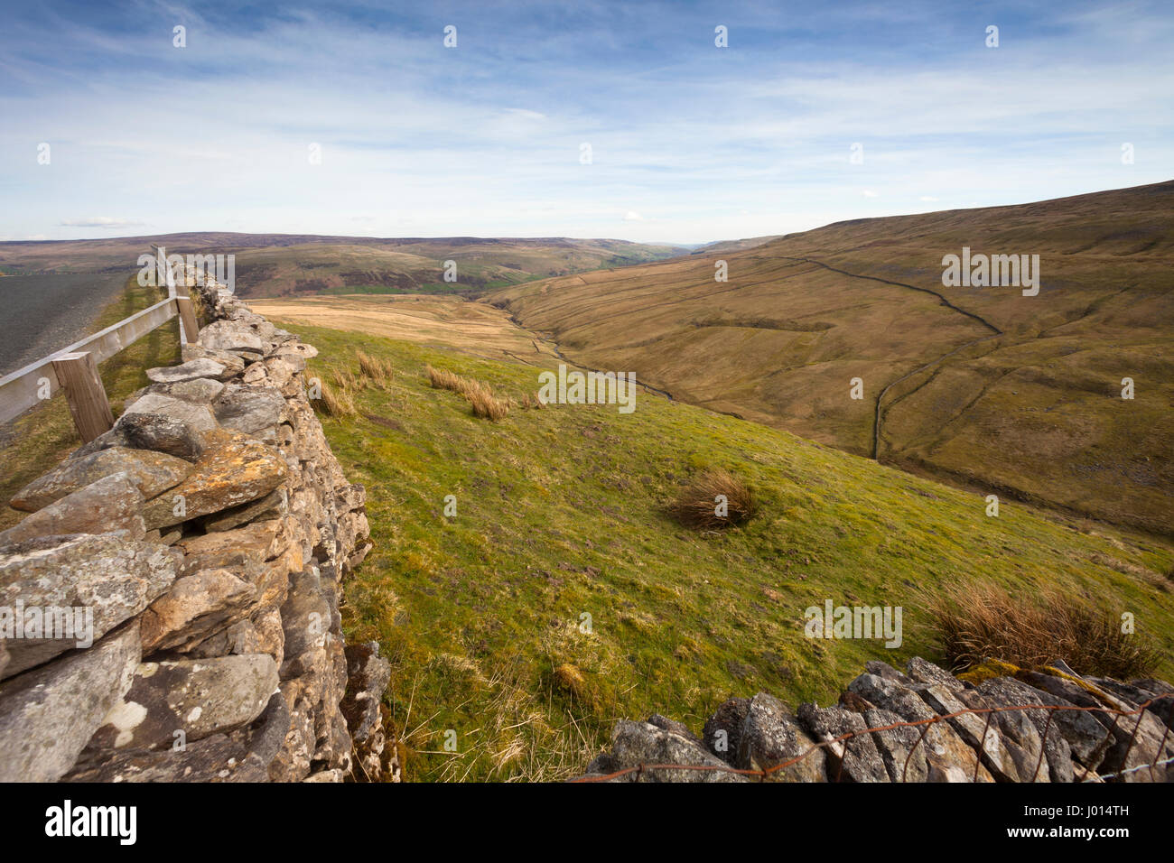 Le dolci colline di Yorkshire Dales come si vede dal Buttertubs Pass Foto Stock