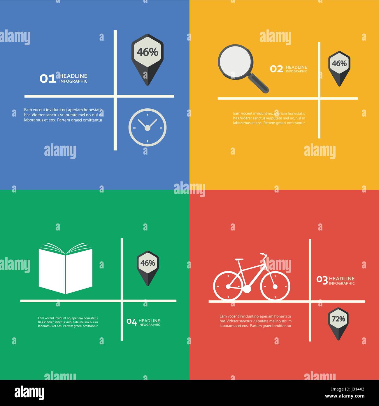 Articoli per infographics bike PRENOTA, orologio, Magnifier Illustrazione Vettoriale