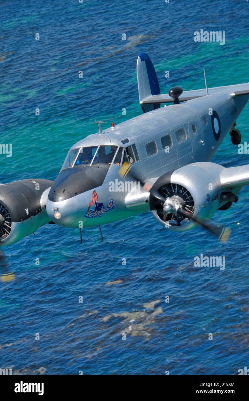 Vista aerea del 1930 era il faggio 18 aeromobili battenti su barriere coralline off Rottnest Island, Western Australia. Foto Stock