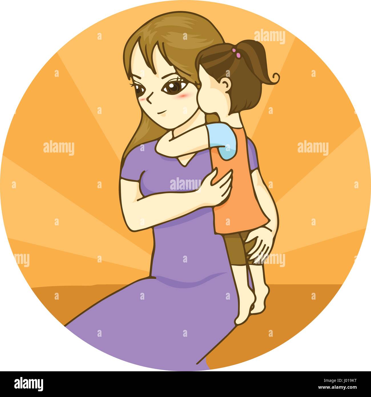 Una bambina abbraccio di sua madre Illustrazione Vettoriale