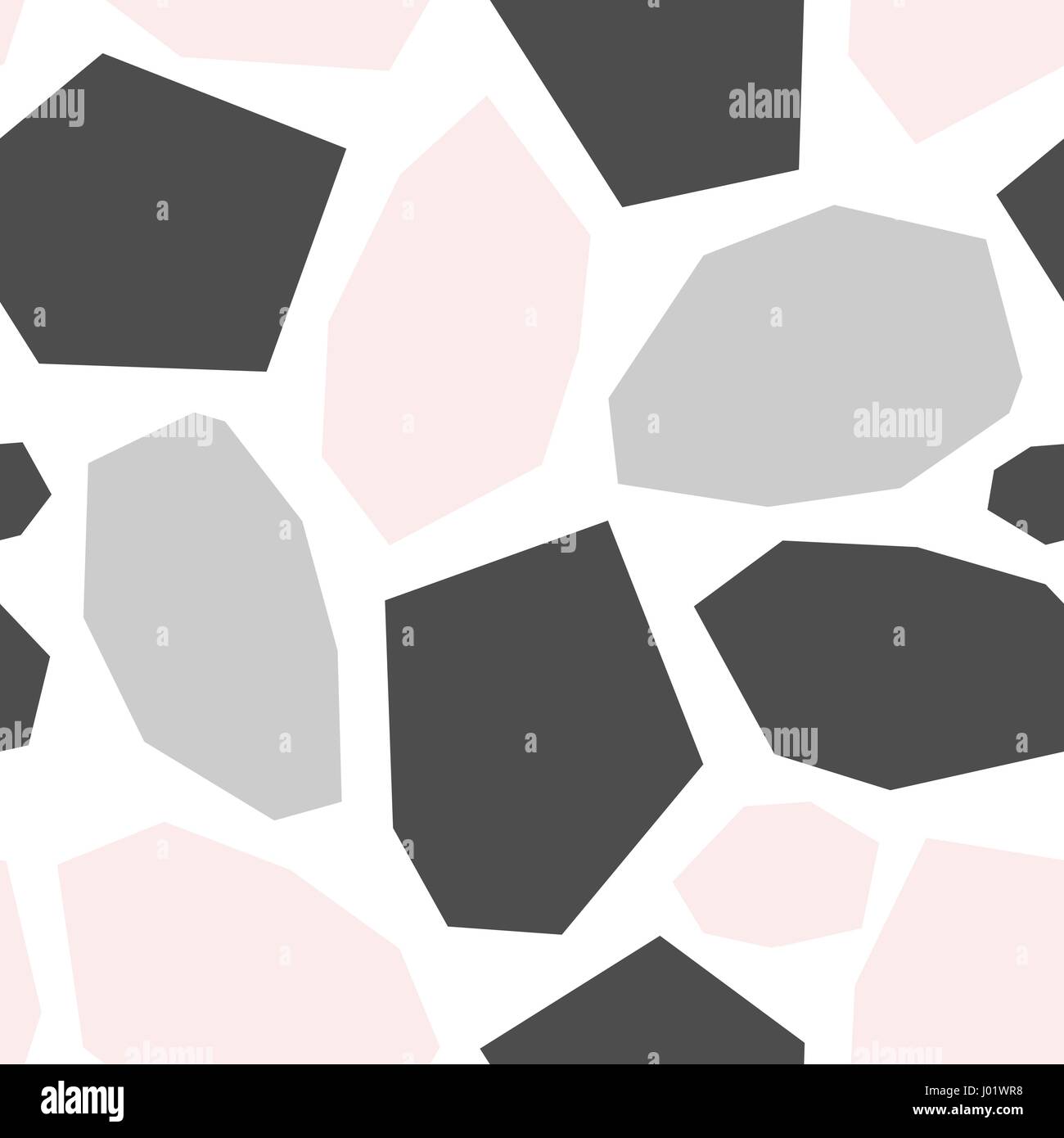 Seamless schema di ripetizione con forme geometriche in rosa pallido, scuro e grigio chiaro su sfondo bianco. Stile astratto tessile, carta da imballaggio, wall art Illustrazione Vettoriale