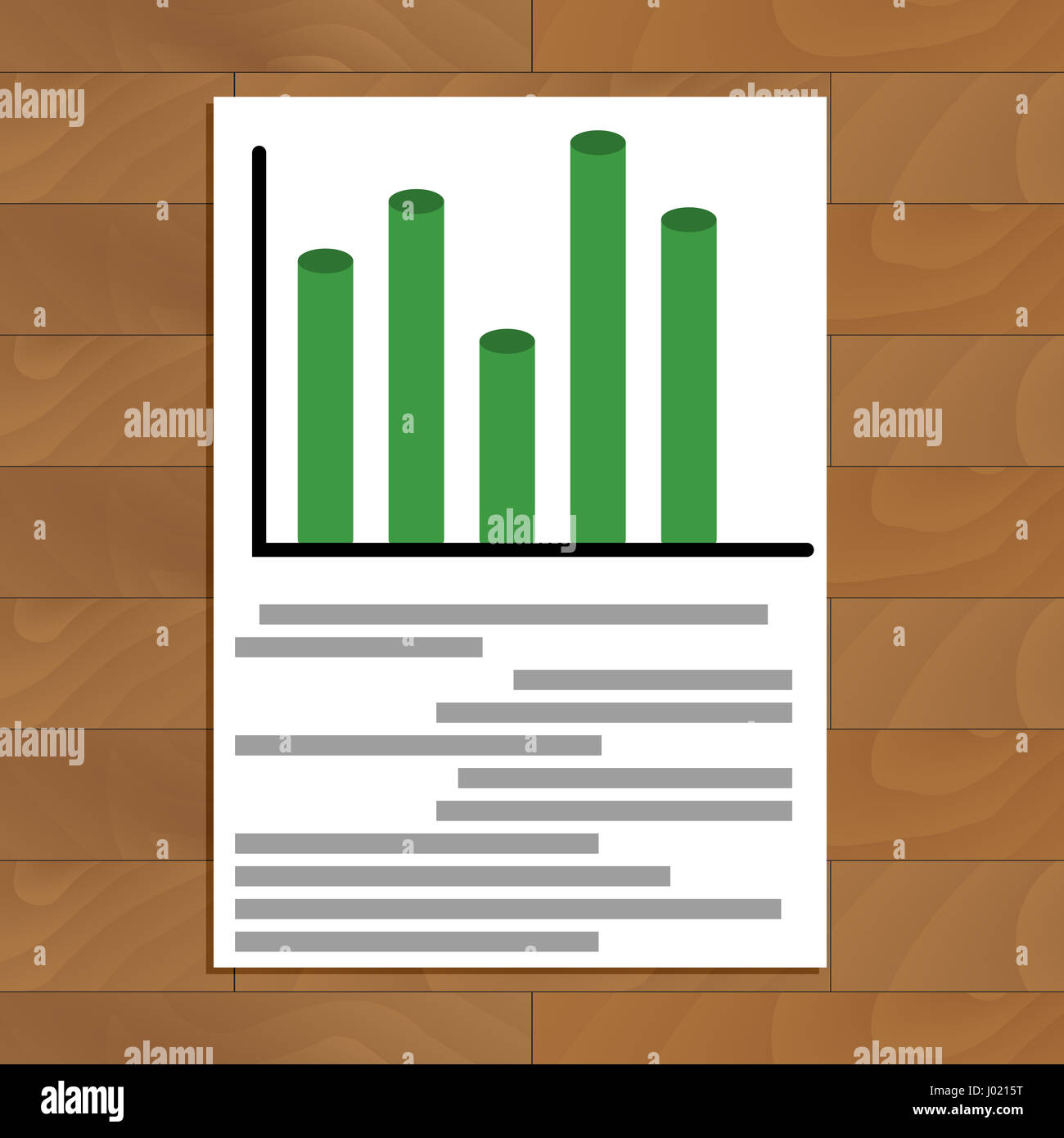 Documento con il diagramma. Business trend infochart sulla carta corporate document, illustrazione vettoriale Foto Stock