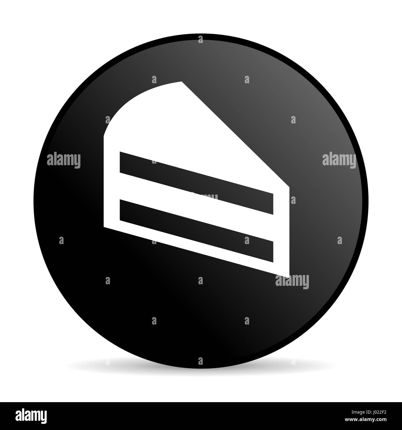 Torta di colore nero web design round icona internet su sfondo bianco. Foto Stock