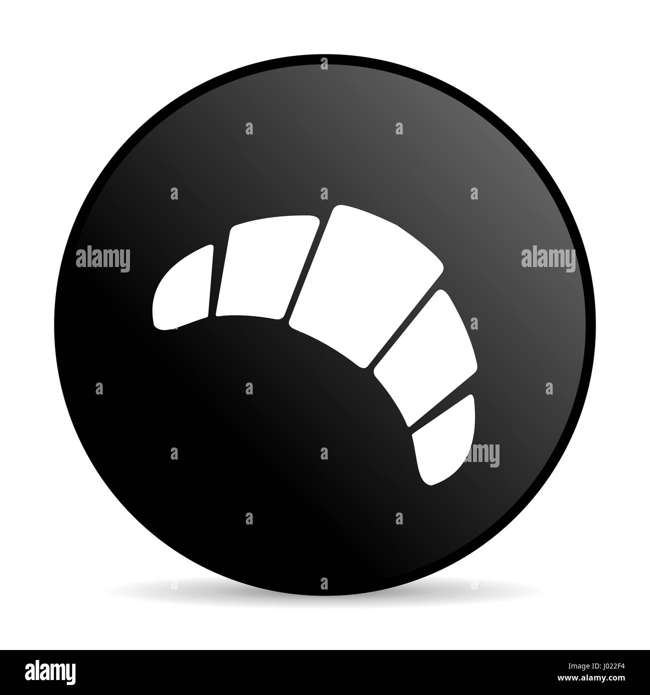 Croissant colore nero web design round icona internet su sfondo bianco. Foto Stock