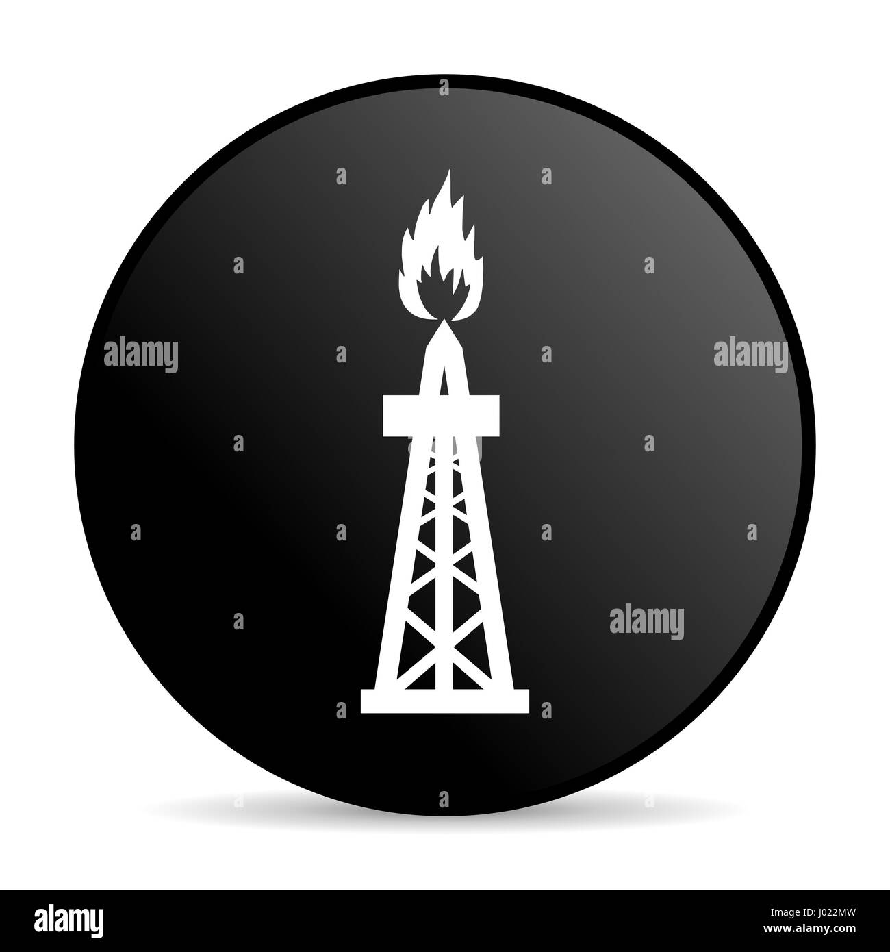 Gas di colore nero web design round icona internet su sfondo bianco. Foto Stock