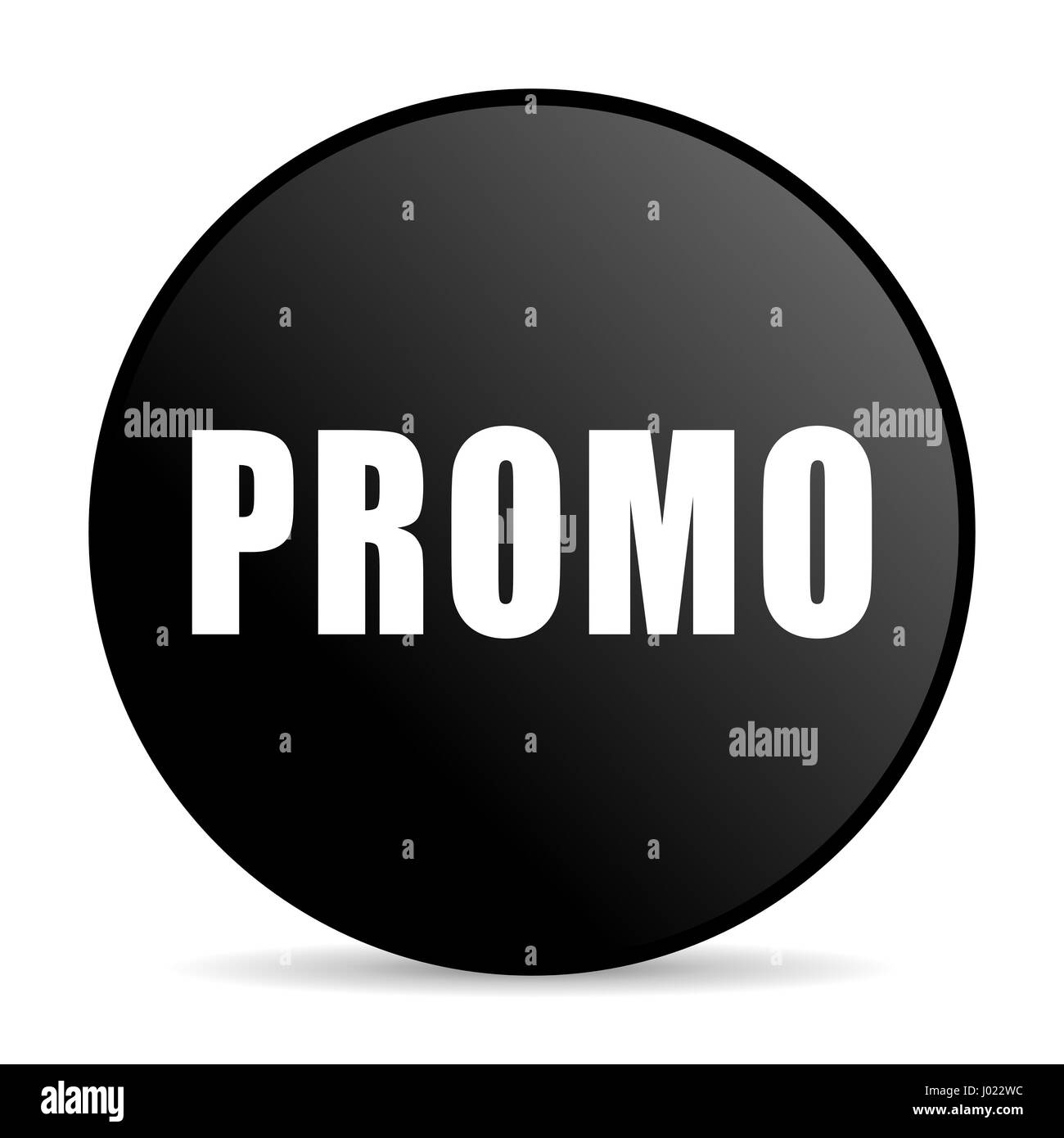 Promo colore nero web design round icona internet su sfondo bianco. Foto Stock