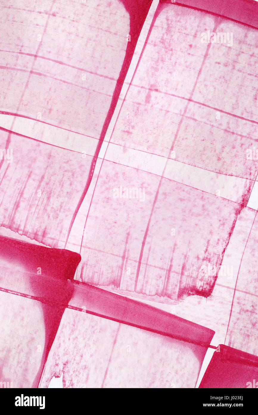 Acquerello rosa disegnati a mano vernice fresca su sfondo bianco per il disegno di testo, tag. Aquarelle colore brillante sulla trama della carta illustrazione elemento per wallpa Foto Stock