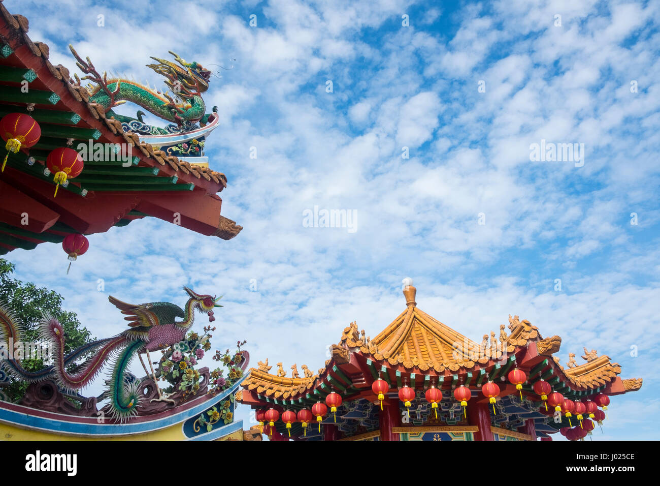 Il Drago e il Fenice in Thean Hou tempio, Kuala Lumpur in Malesia Foto Stock