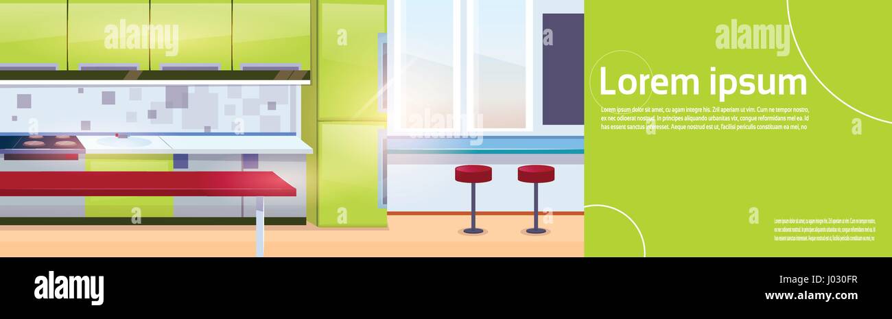 Moderna cucina interno vuoto nessun popolo House Room Illustrazione Vettoriale