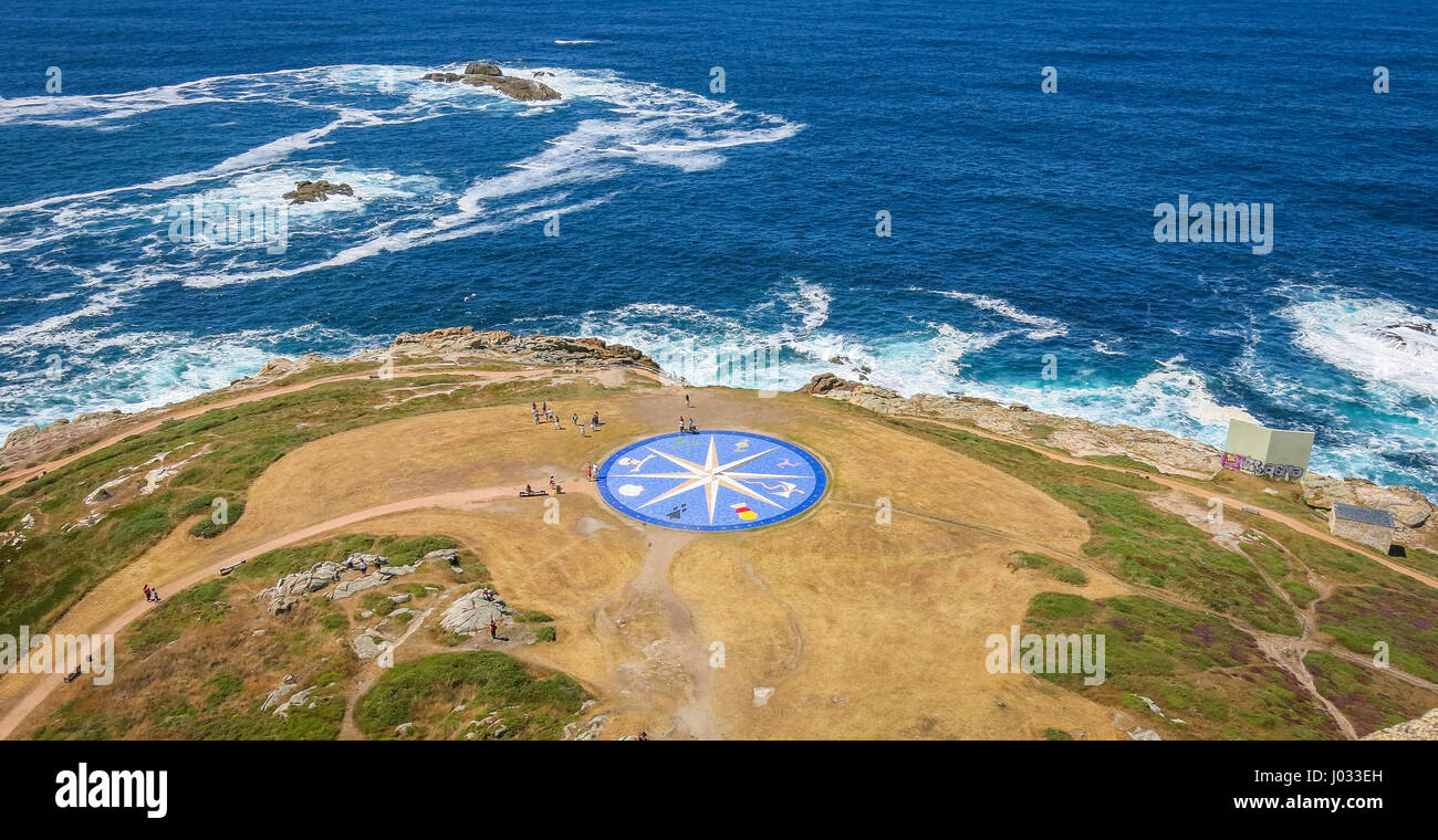 Rosa dei venti vicino alla Torre di Hercules in A Coruña, Galizia, Spagna settentrionale, Agosto-13-2014 Foto Stock