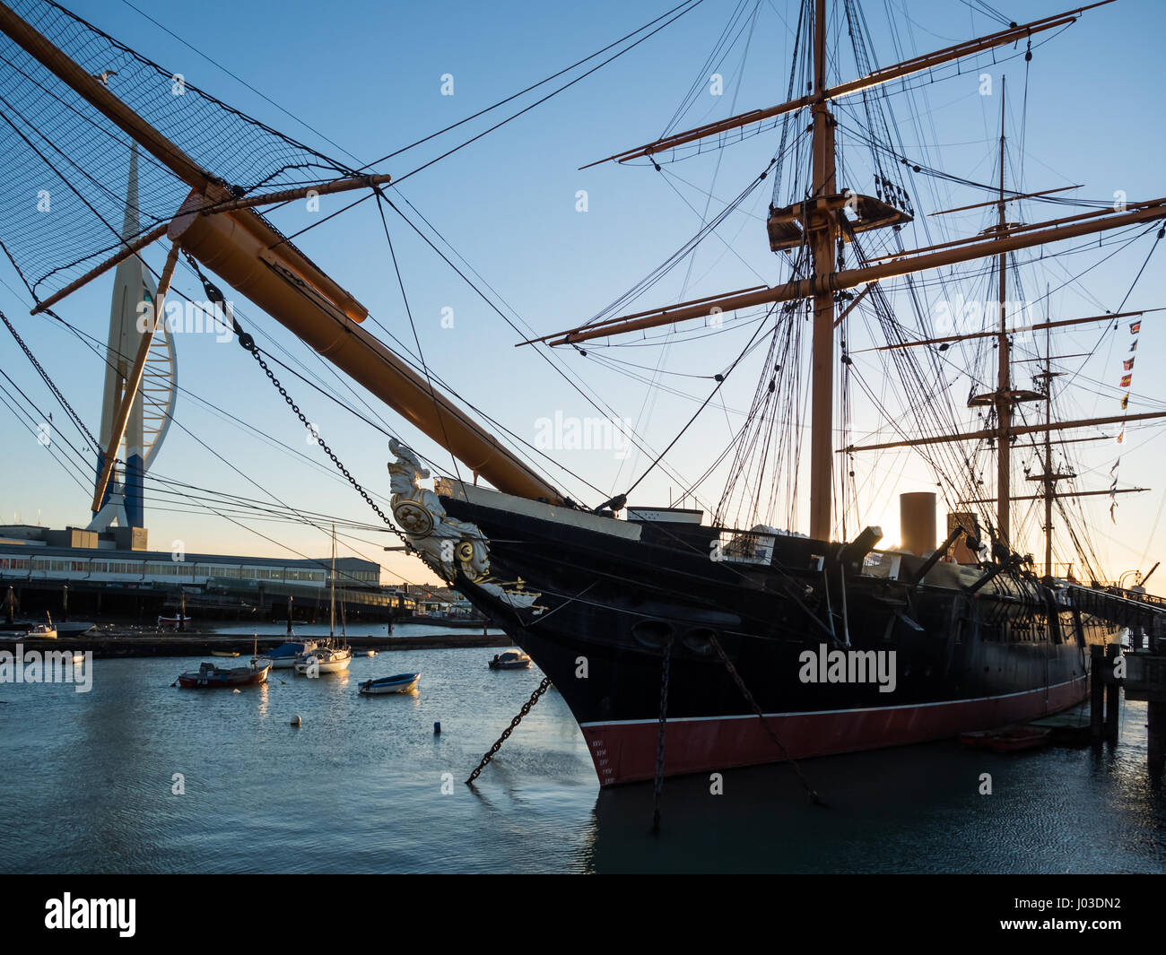 Victorian Age nave da guerra, HMS warrior a Portsmouth Dockyard Foto Stock