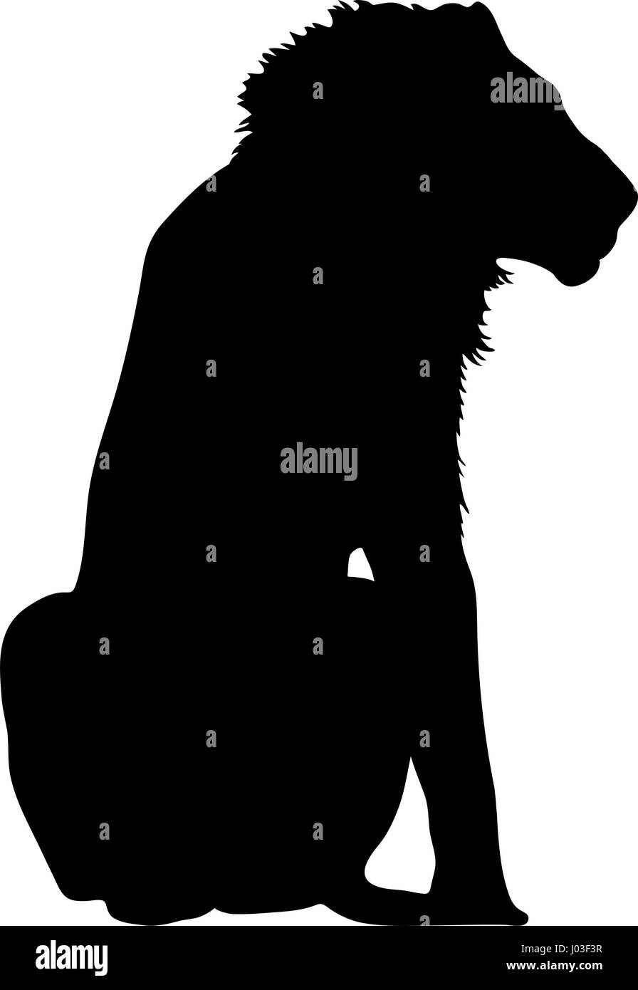 Disegnata a mano la silhouette di un selvaggio Lion Illustrazione Vettoriale