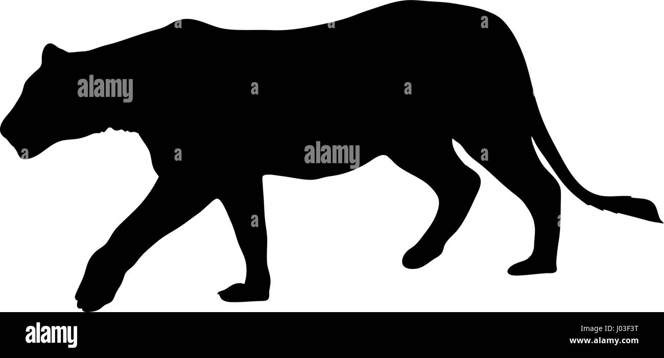 Disegnata a mano la silhouette di un selvaggio Lion Illustrazione Vettoriale