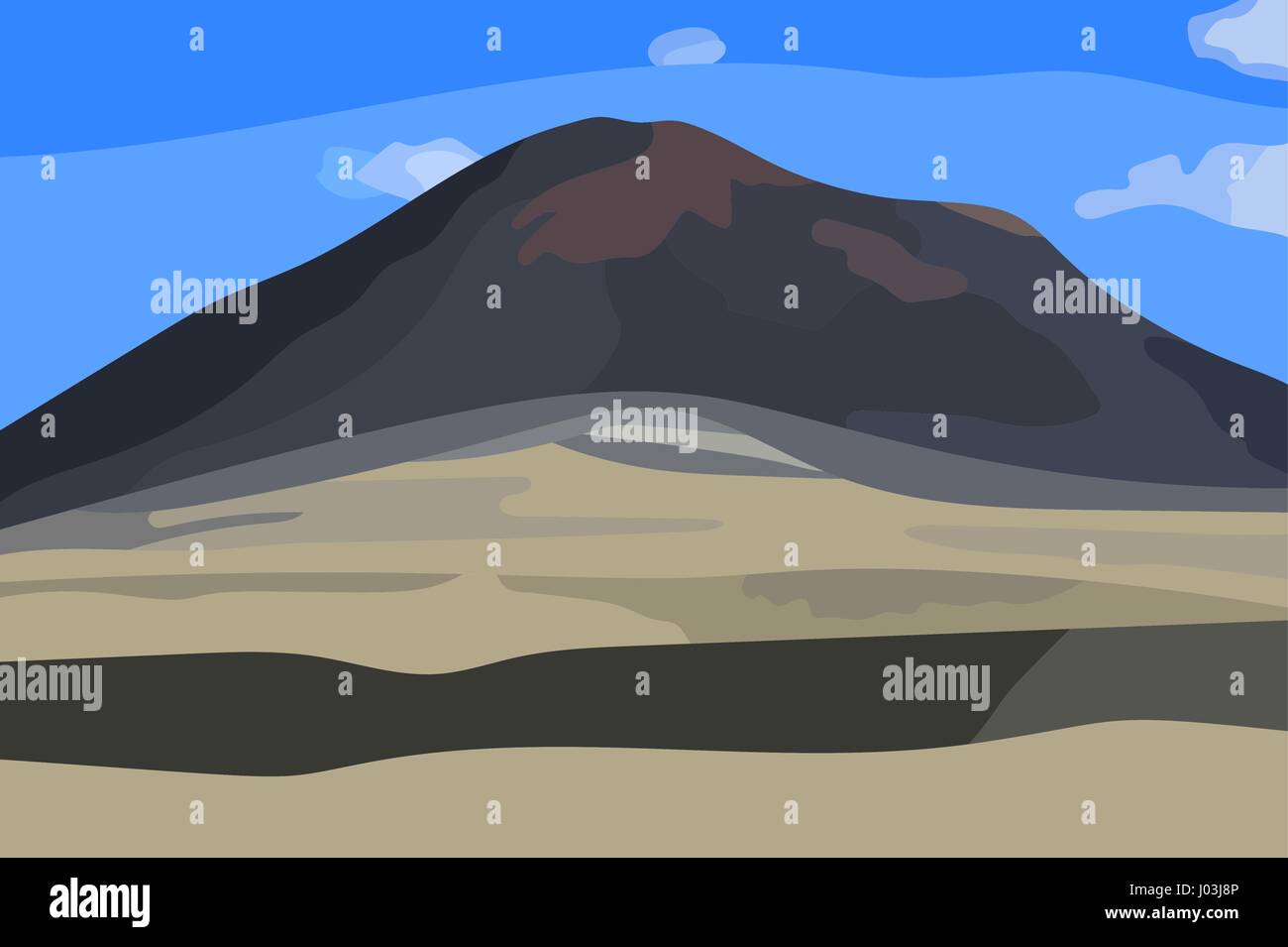 Illustrazione vettoriale di naturale paesaggio vulcanico Illustrazione Vettoriale