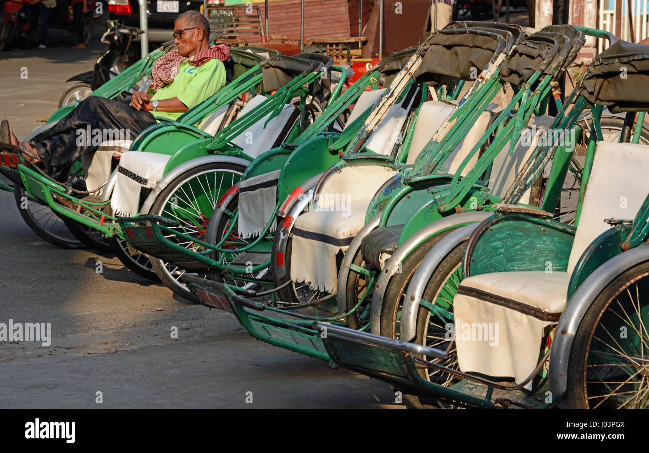 Cyclo in Phnom Penh Cambogia Foto Stock