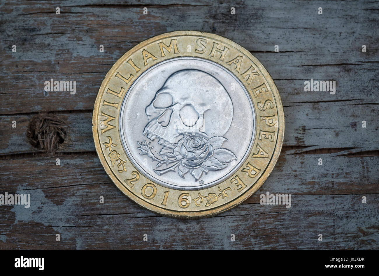 William Shakespeare quattrocentesimo anniversario due Pound moneta introdotta nel 2016. Foto Stock