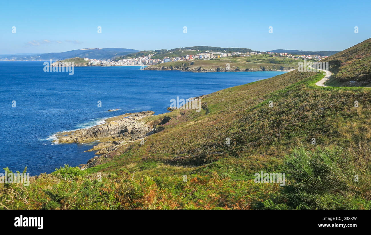 Paesaggistica costa vicino a Malpica de Bergantinos, A Coruna e provincia, Galizia Foto Stock