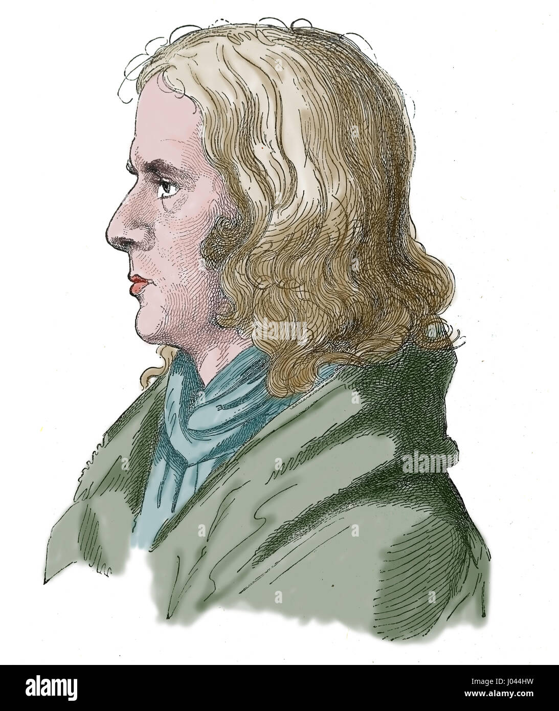 Adelbert von Chamisso (1781-1838). Poeta tedesco e botanico. Incisione, 1883. Nuestro Siglo. Edizione spagnola. Colore. Foto Stock