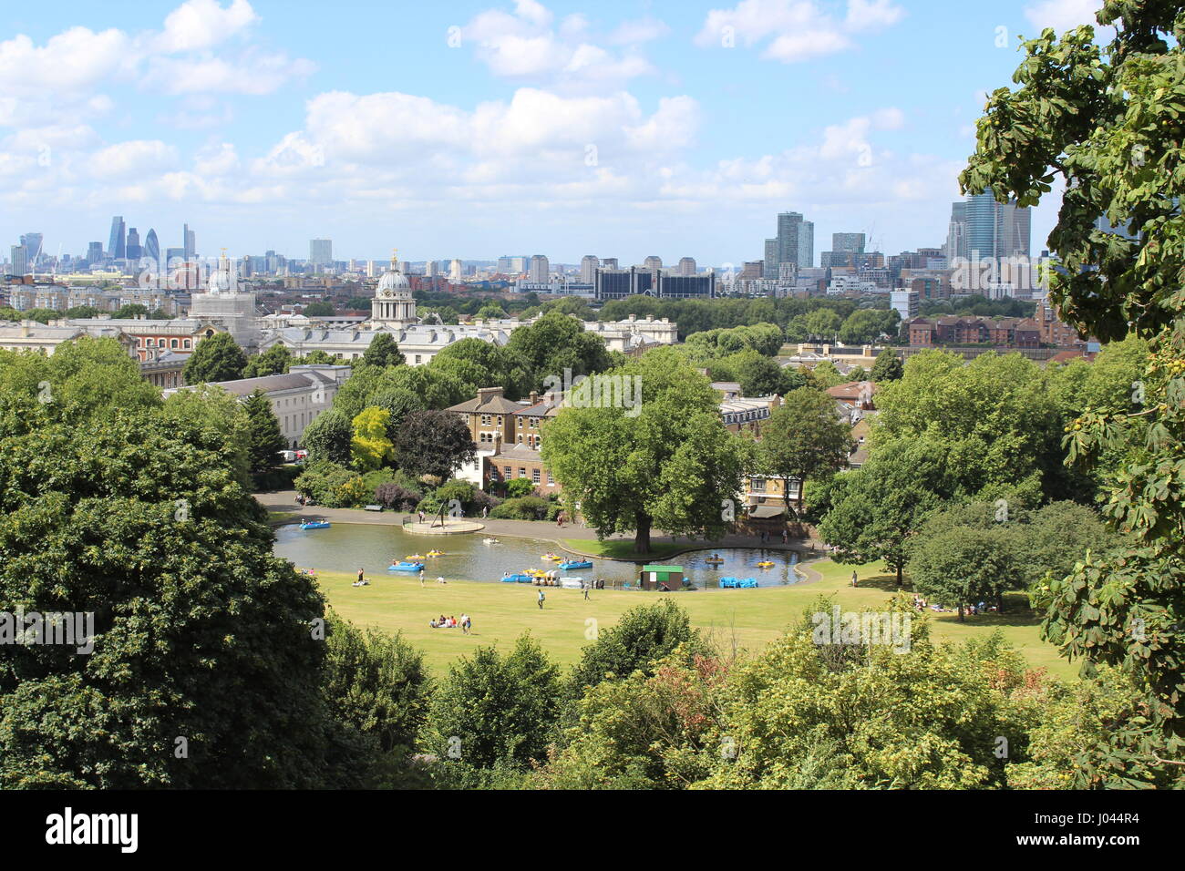 Il parco di Greenwich Paesaggio - Vista sulla città di Londra Foto Stock