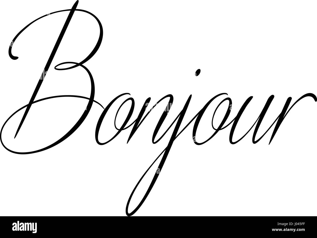 Bonjour segno testo illustrazione su sfondo bianco Illustrazione Vettoriale
