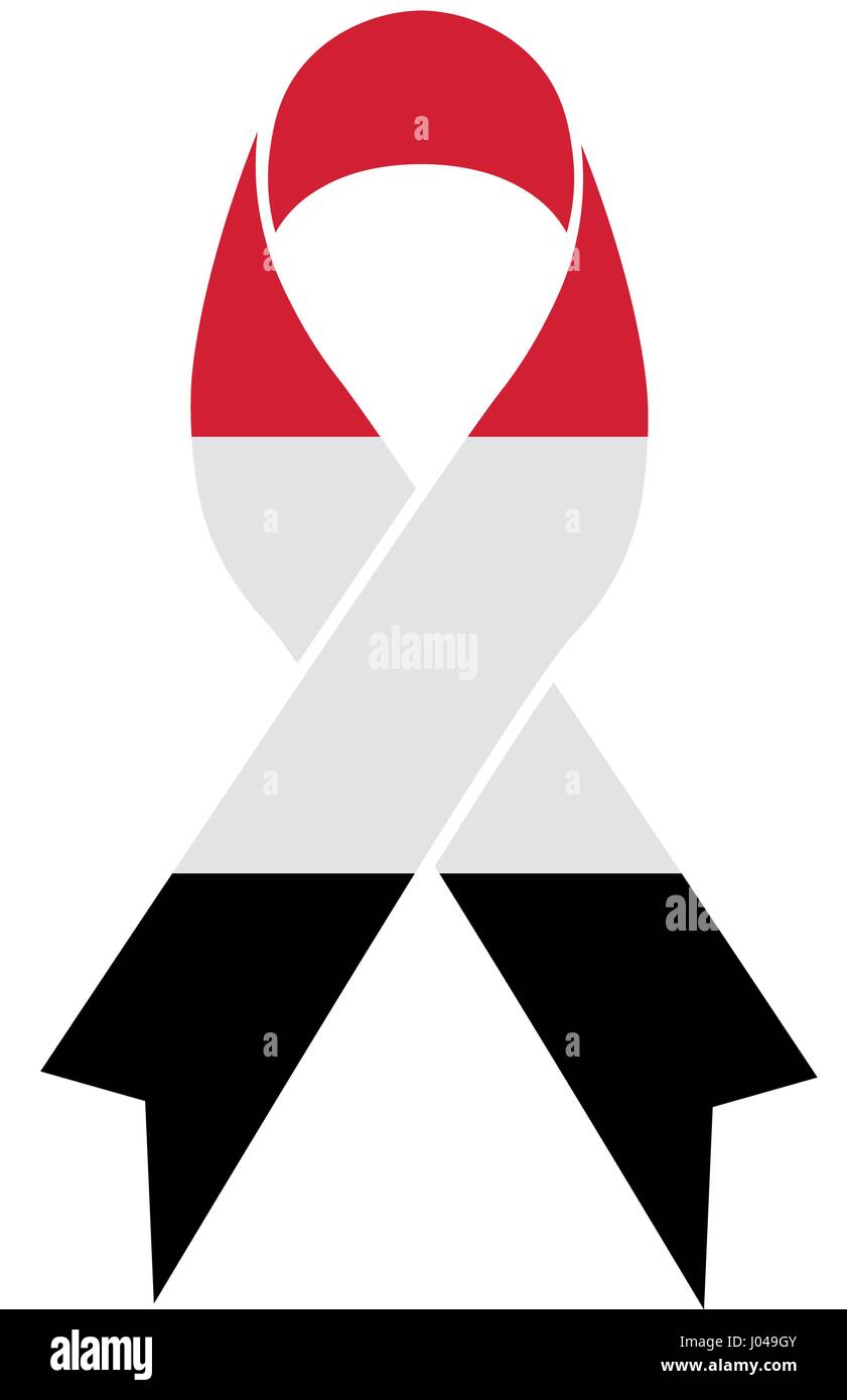 Egitto cordoglio nastro con bandiera egiziana di colori Illustrazione Vettoriale