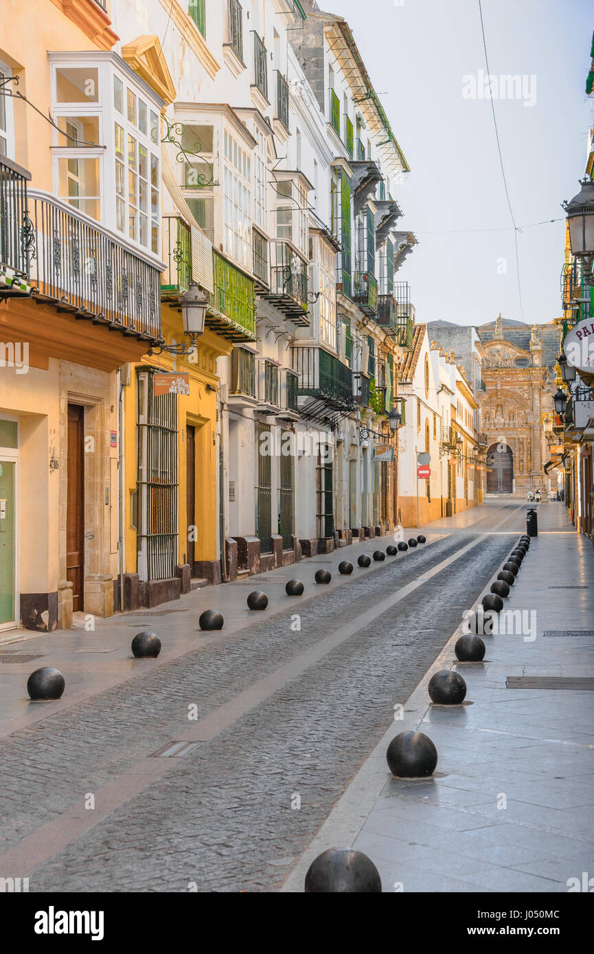 La città di El Puerto de Santa Maria, città dell'industria del vino e sherry, provincia di Cádiz, Spagna Foto Stock