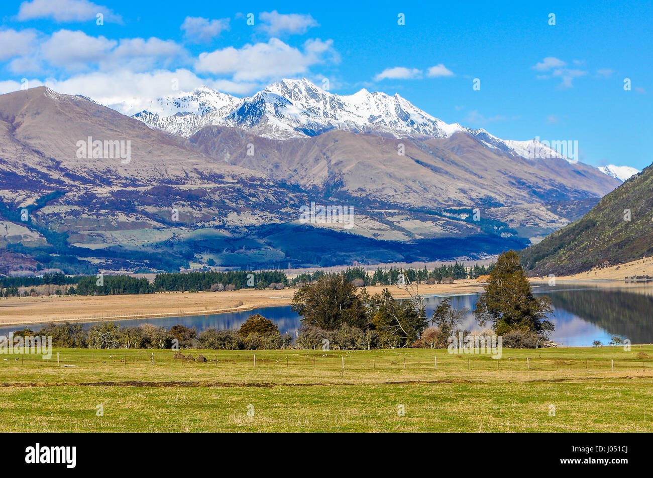 Il paesaggio alpino in film del Signore degli Anelli ubicazione, Glenorchy, Nuova Zelanda Foto Stock