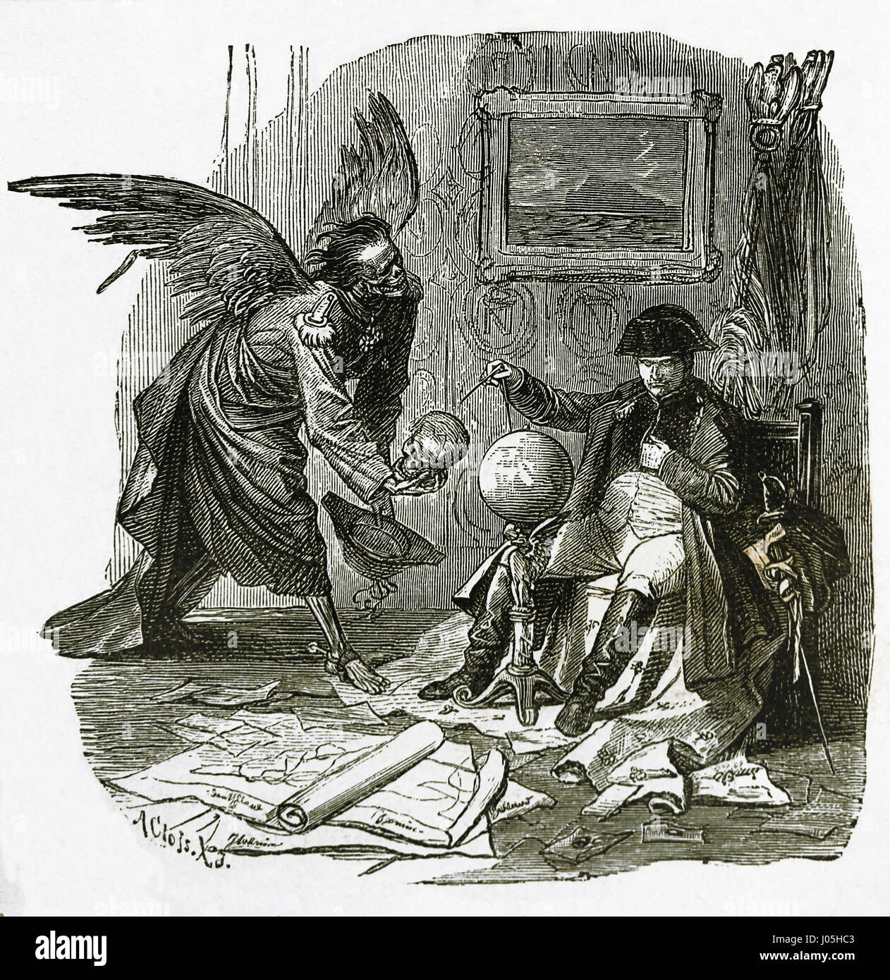 L'Imperatore Napoleone Bonaparte e morte, Kaulbach's Dance. Incisione, 1883. Foto Stock