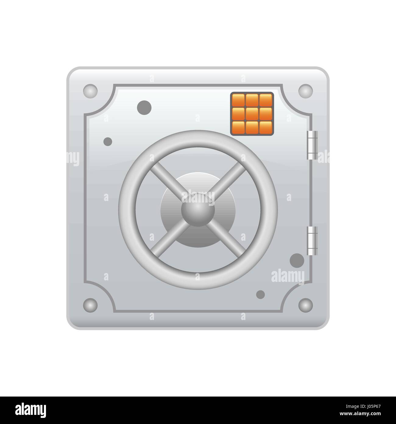 Cassaforte in acciaio corazzato box con una serratura a combinazione. Protezione dei dati affidabile. Risparmio a lungo termine. Cassetta di sicurezza e la relativa icona. Protezione delle informazioni personali Illustrazione Vettoriale