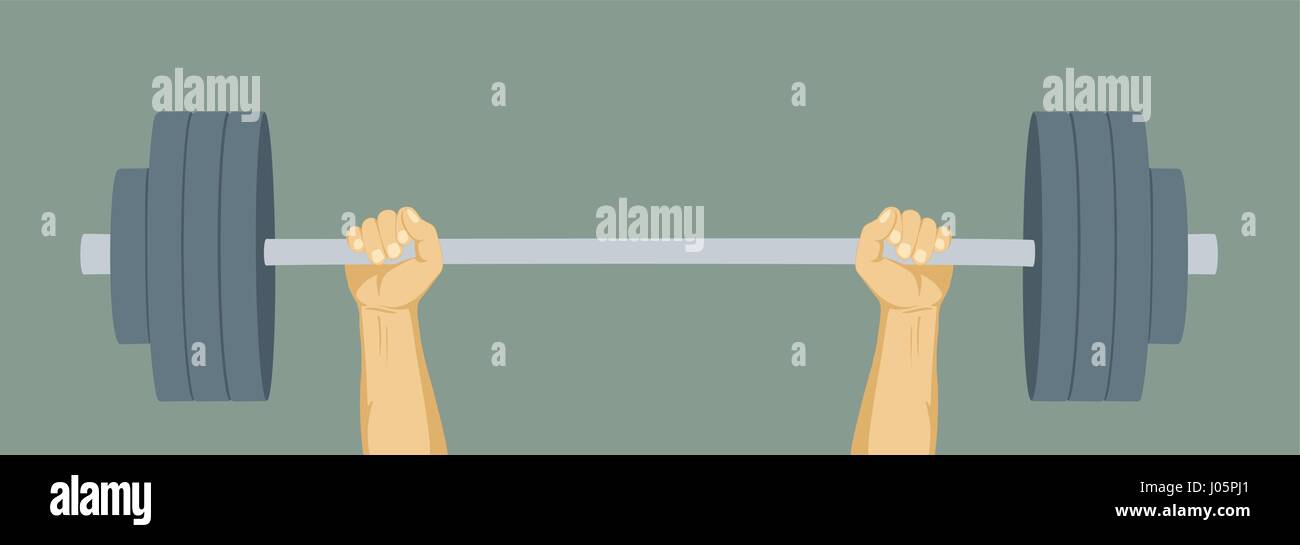Le mani sollevate barbell peso. La forza e la potenza simbolo. Illustrazione Vettoriale Illustrazione Vettoriale
