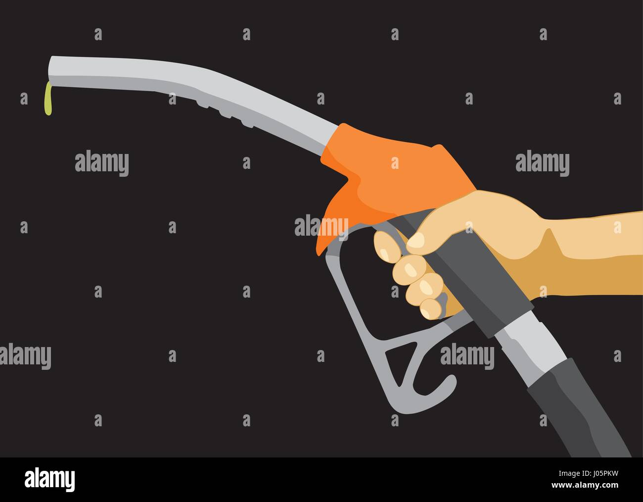 Mano azienda ugello carburante. La pompa carburante a mano. Stazione di benzina. Pompa di benzina. Illustrazione Vettoriale Illustrazione Vettoriale