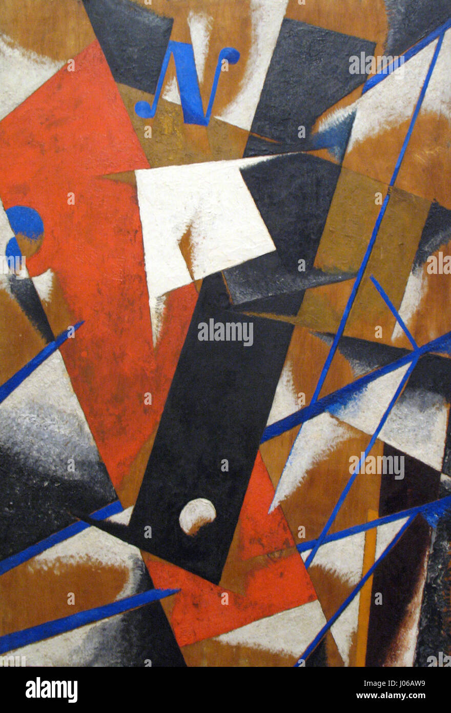 Lyubov Popova, un'artista avanguardista russa, ha creato questa Raum-und-Kraft-Konstruktion (Costruzione spazio e forza) nel 1921, un dipinto con forme e colori geometrici astratti. Foto Stock