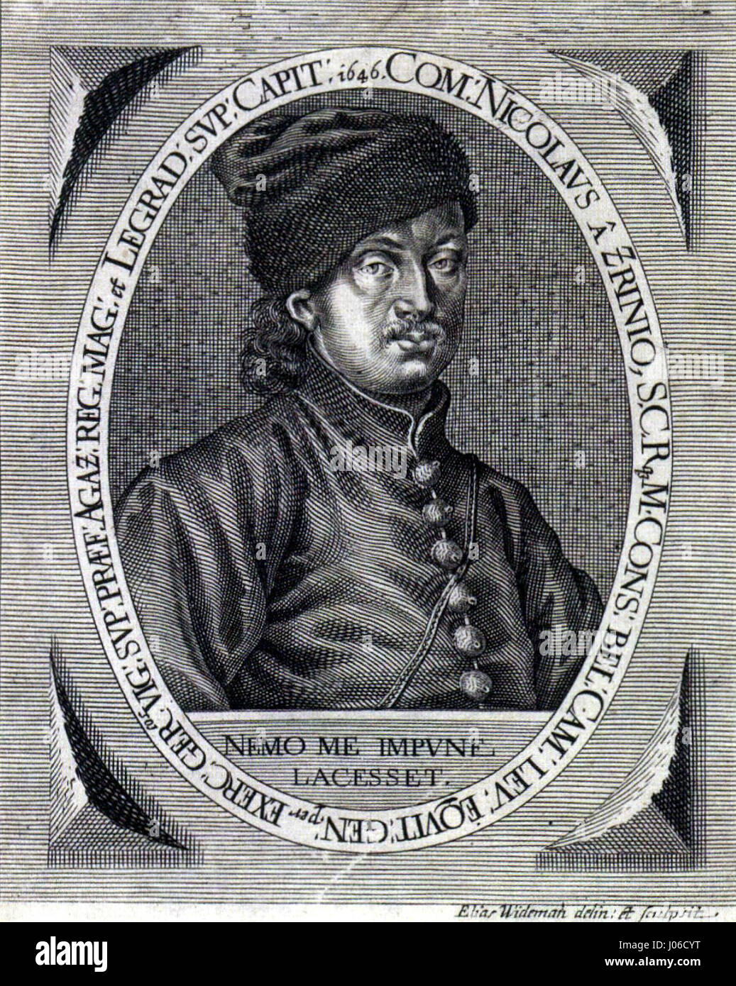 Il ritratto di Miklós Zrínyi, dipinto nel 1646, raffigura il nobile ungherese e capo militare, mostrando il suo aspetto regale e il suo ruolo nella storia europea durante il XVII secolo. Foto Stock